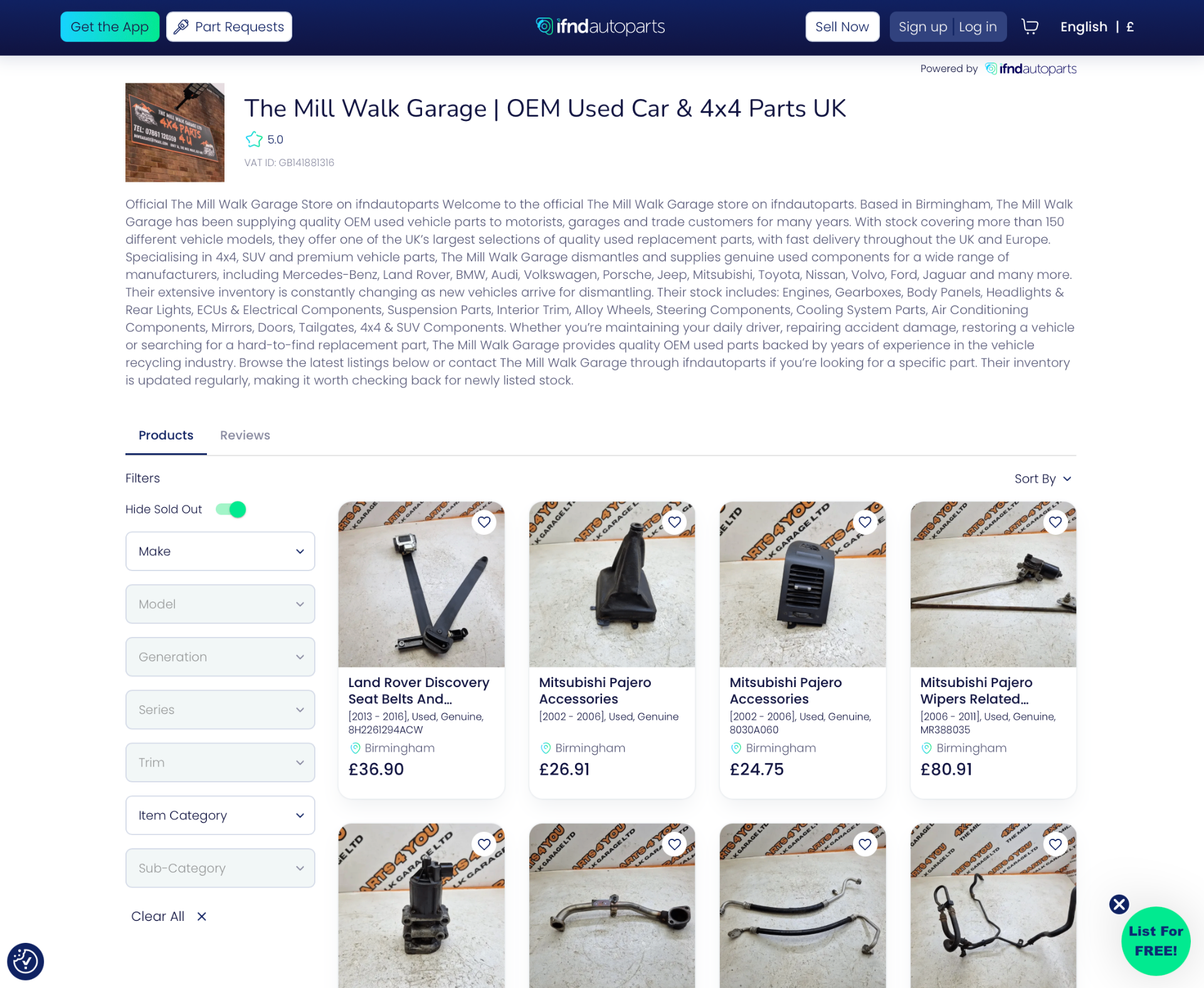 The Mill Walk Garage Ltd store preview